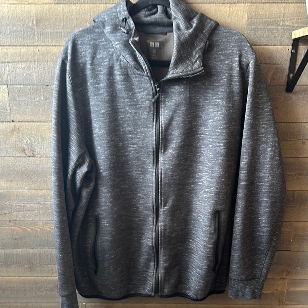 Uniqlo Heathered Gray Zip Up Hoodie Sweatshirt